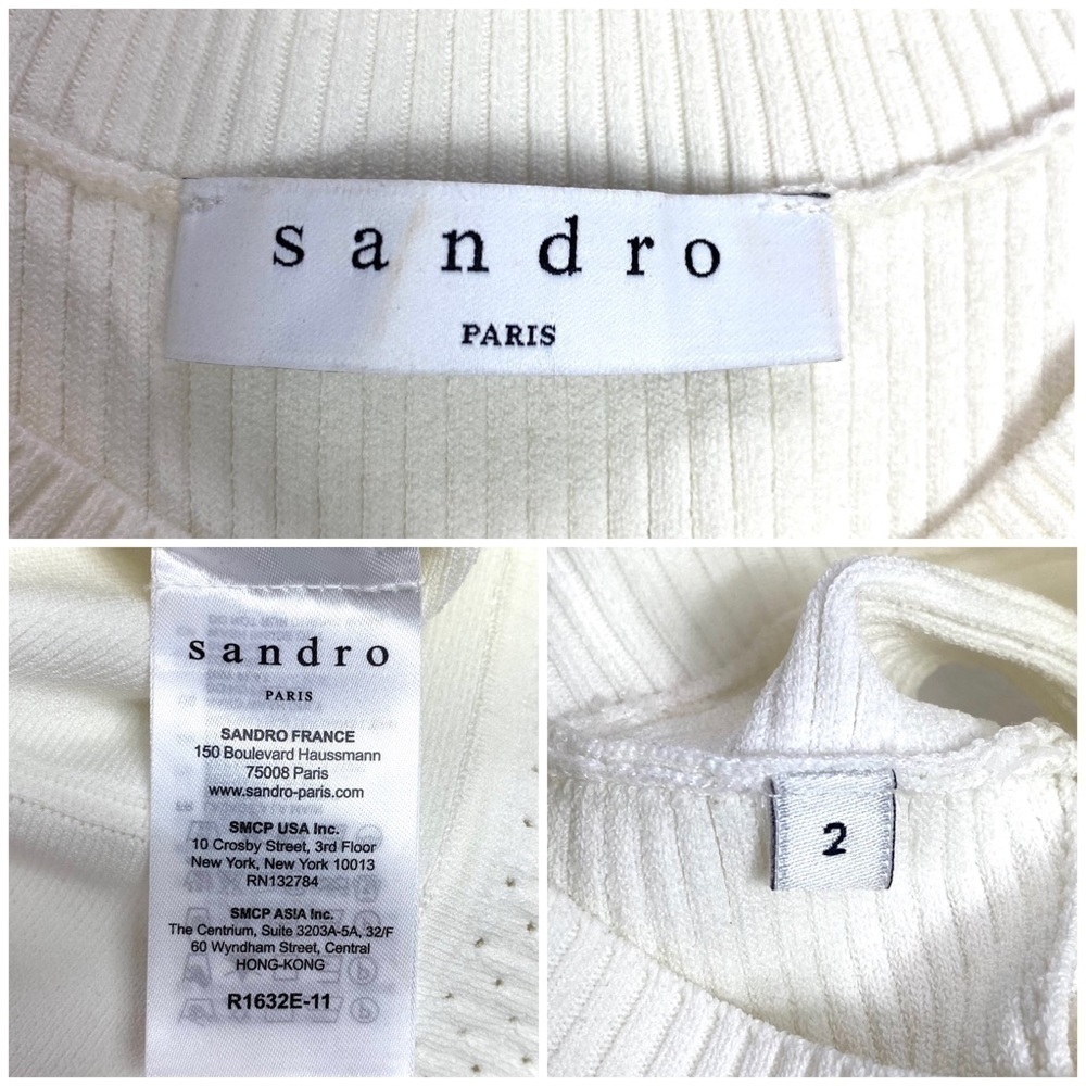 SANDRO Paris Areva Knit Sleeveless Dress in White R1632E-11 - Picture 6 of 7
